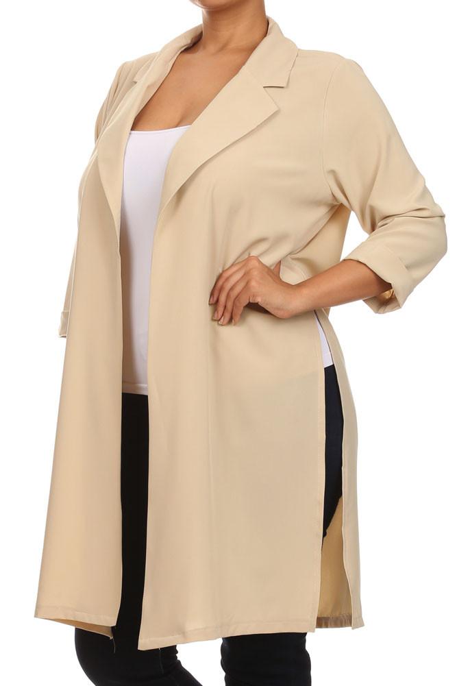 Plus Size In Town Sheer Split Sides Jacket