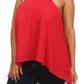 Plus Size Diamond Neckline Sheer Red Top