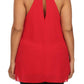 Plus Size Diamond Neckline Sheer Red Top