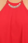 Plus Size Diamond Neckline Sheer Red Top