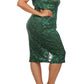 Plus Size Sparkling Flower Green Plunging Dress