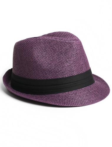 Trendy Classic Tweed Purple Fedora Hat