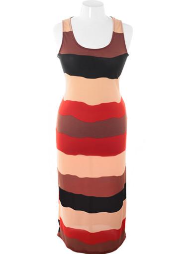 Plus Size Sexy Spanish Stripe Red Tank Dress