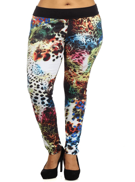 Plus Size Sublimation Leopard Print Leggings
