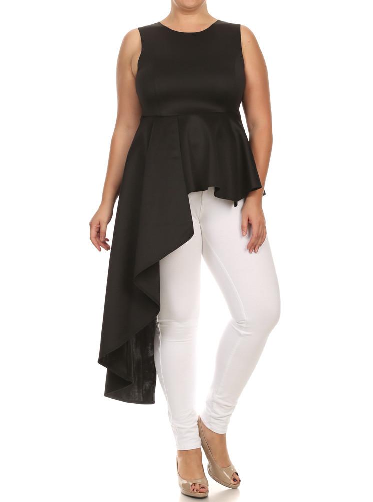 Plus Size Gala Asymmetrical Black Maxi Shirt Dress