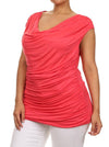 Plus Size Stylish Draped Pink Top