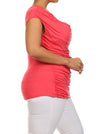 Plus Size Stylish Draped Pink Top