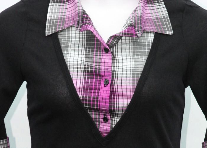 Trendy Plaid Layered Pink Top