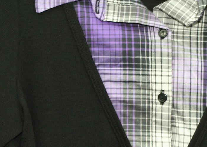 Trendy Plaid Layered Purple Top