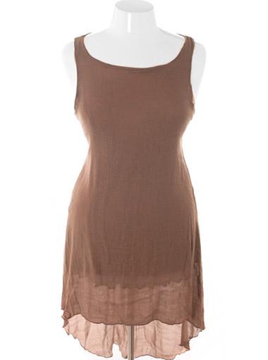 Plus Size Soft Elegant Dip Hem Taupe Dress