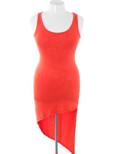 Plus Size Sexy Butterfly Back Dip Hem Orange Dress