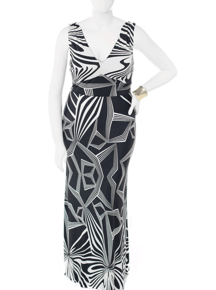 Plus Size Draw The Line Geo Maxi Dress