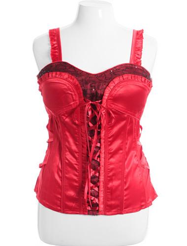 Plus Size Sexy Ruffle Red Corset