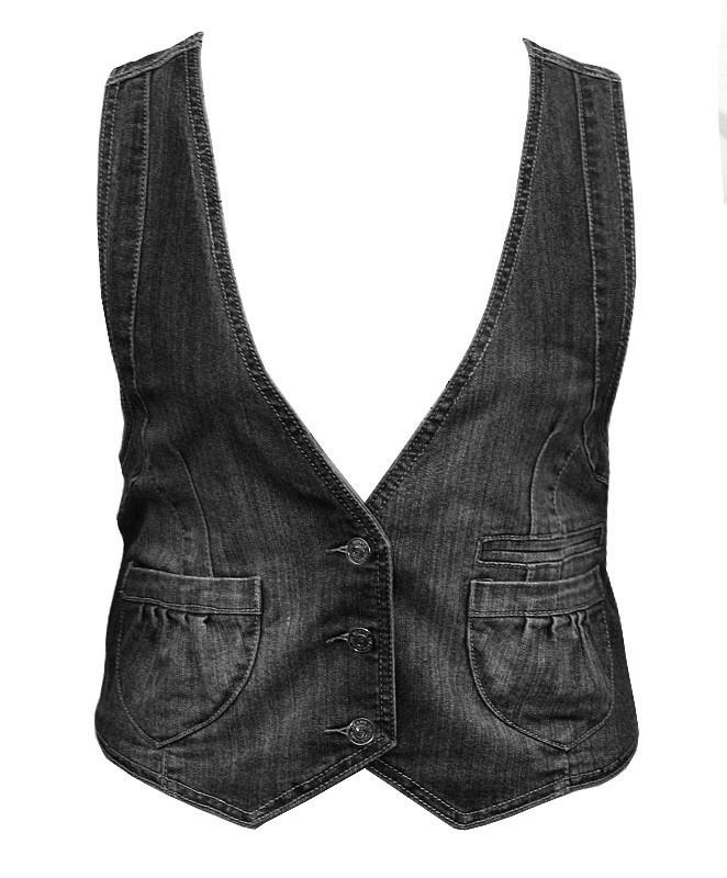 Washed Denim Trendy Black Vest