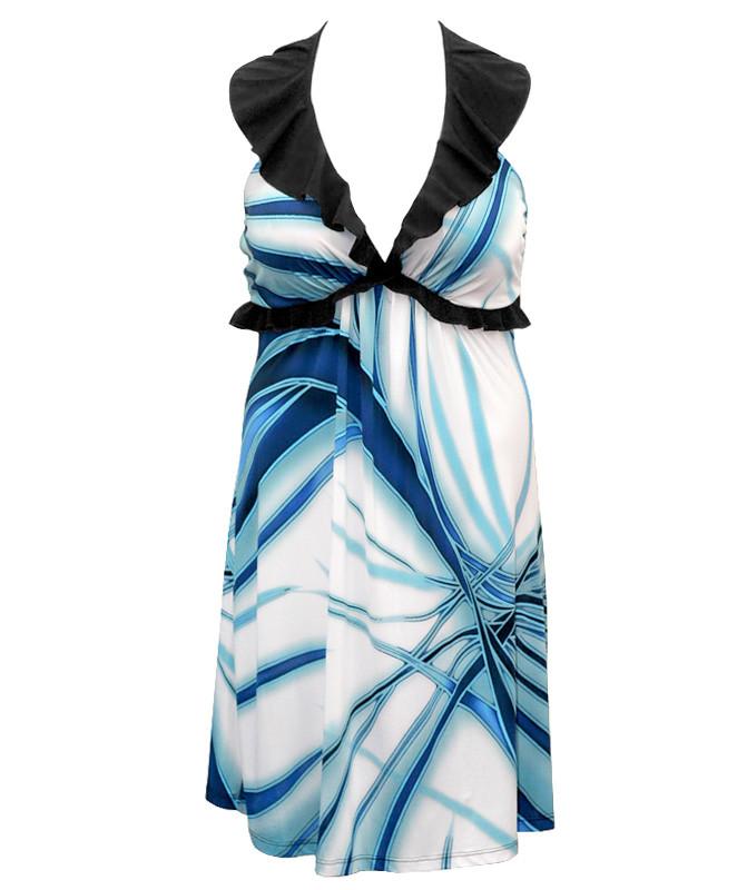 Unique Trendy Halter Blue Dress