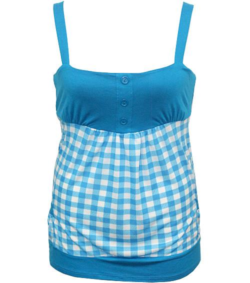 Trendy Plaid Blue Tank Top