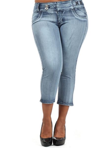 Plus Size Booty Lifter Colombian Capri Denim Jeans