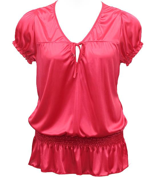 Plus Size Silky Sexy Bubble Loose Pink Top
