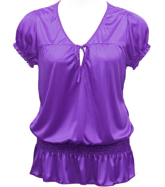 Plus Size Silky Sexy Bubble Loose Purple Top