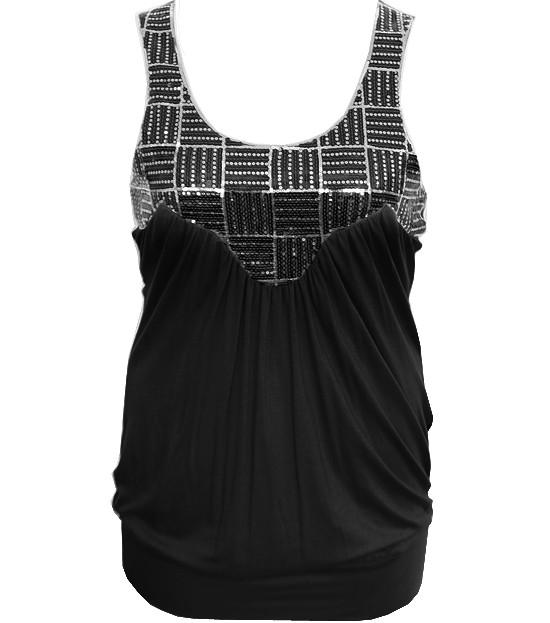 Plus Size Sexy Metalic Black Tank Top