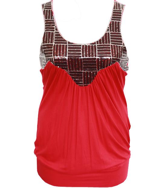 Plus Size Sexy Metalic Red Tank Top