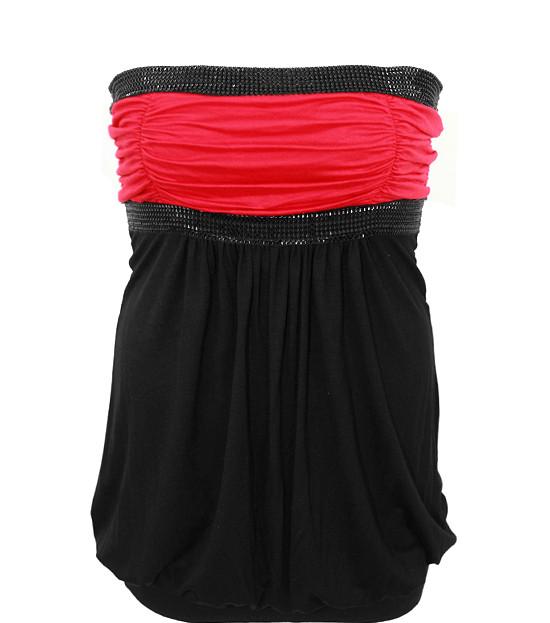 Plus Size Pyramid Stud Red Tube Top