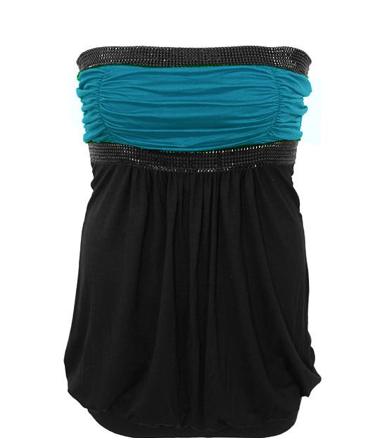 Plus Size Pyramid Stud Teal Tube Top