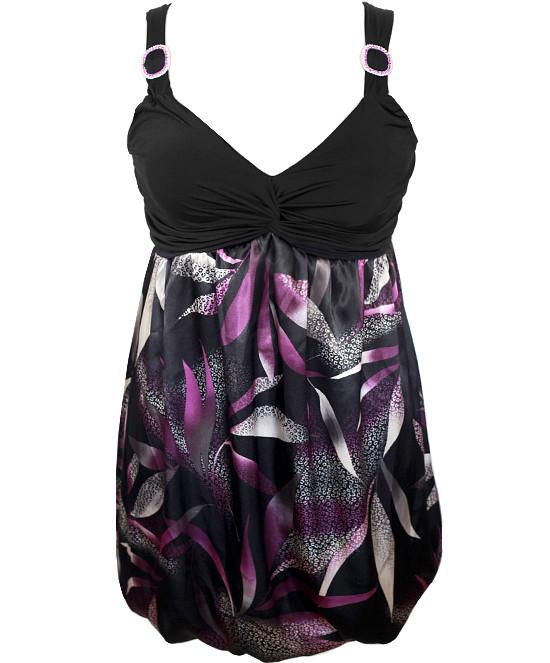 Plus Size Silky Layered Bubble Purple Dress