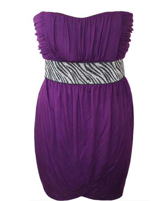 Plus Size Sparkling Zebra Purple Tube Dress