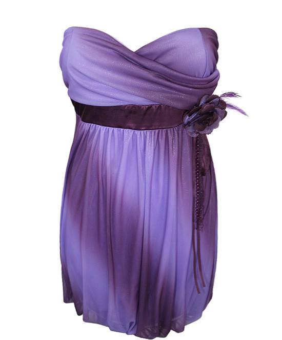 Plus Size Sparkling Flower Purple Tube Dress