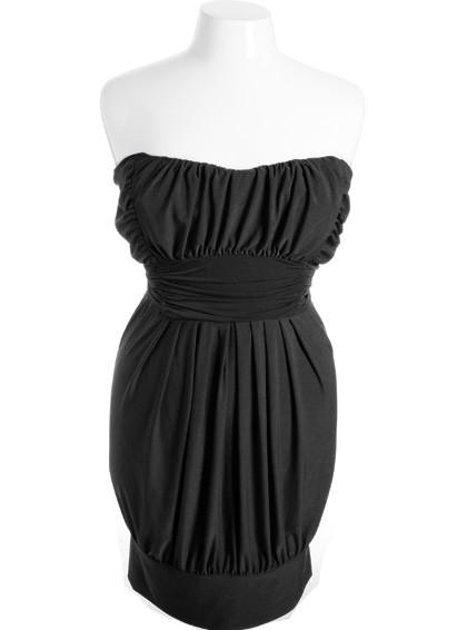 Plus Size Sexy Pleated Bubble Black Tube Dress