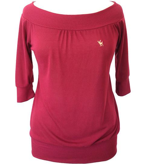 Plus Size Stretch Collar Cozy Red Top