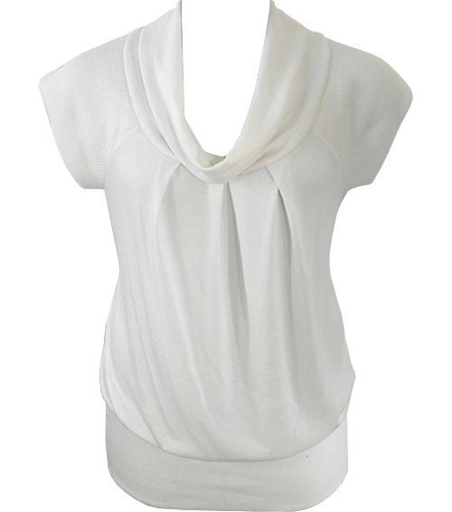 Plus Size Short Sleeve White Turtle Neck