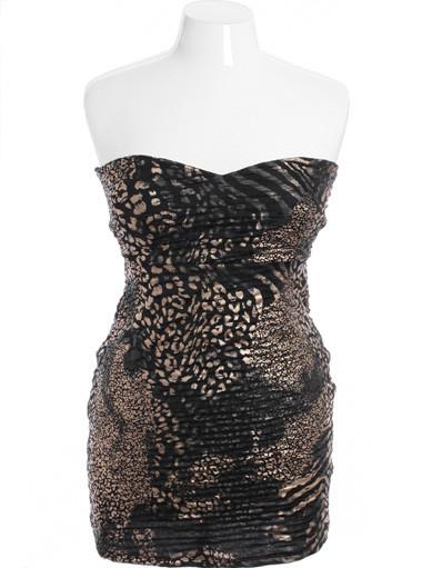 Plus Size Flirtatious Open Back Animal Mini Tube Dress