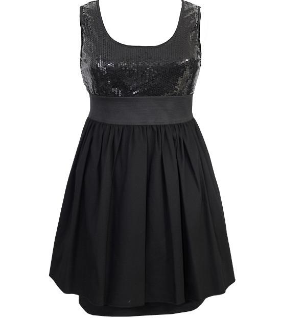 Plus Size Sparkling Dazzle Layered Black Dress