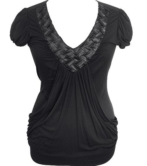 Plus Size Sexy Collar Black Top