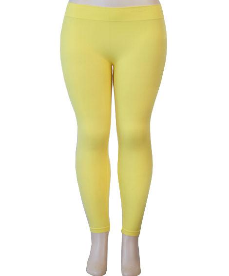 Plus Size Nylon Yellow Leggings