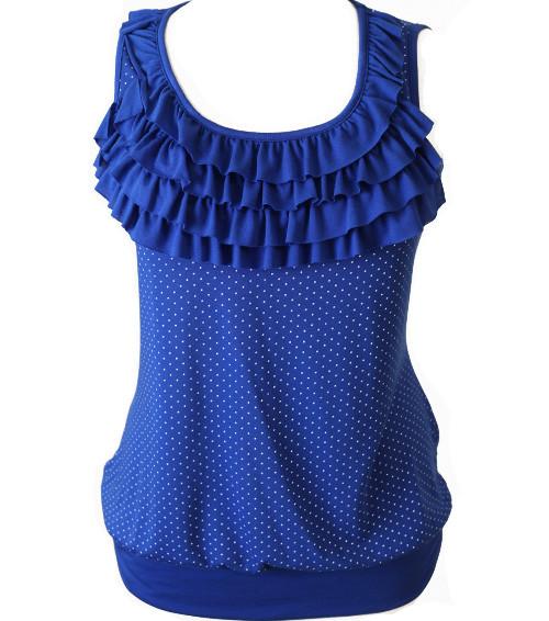 Plus Size Polka Ruffle Blue Blouse