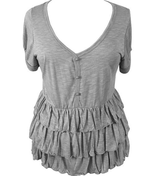 Plus Size Light Ruffled Grey Top