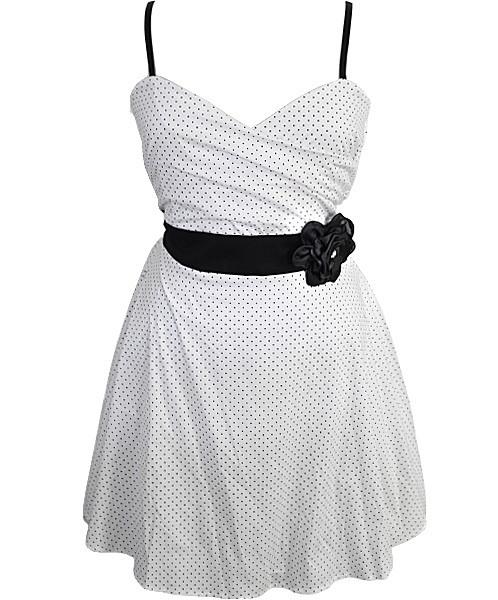 Plus Size Cotton Polka Dot  White Sundress