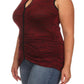 Plus Size Sexy Ruched Trim Red Top