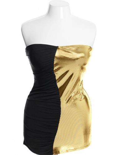 Plus Size Red Carpet Diva Gold Mirror Tube Top