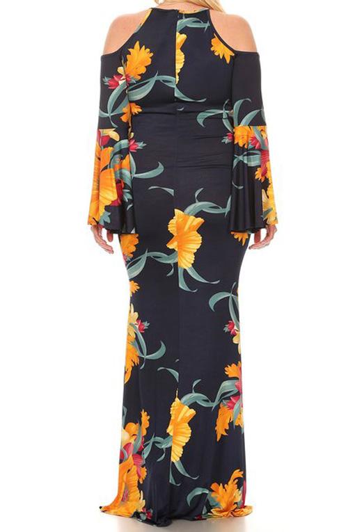 Plus Size Floral Queen Silhouette Maxi Dress