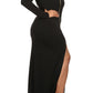 Plus Size Sexy One Sleeve Zipper Maxi Black Dress