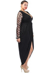 Sequin Sleeves Tulip Hem Plus Size Maxi Dress