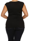 Plus Size Chic Drapey Cross Over Black Top