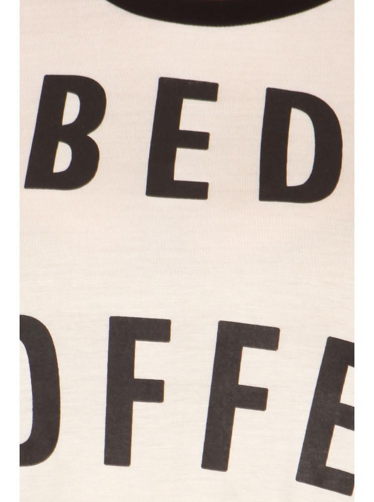 Plus Size Bed, Coffee, WiFi Raglan Black Top
