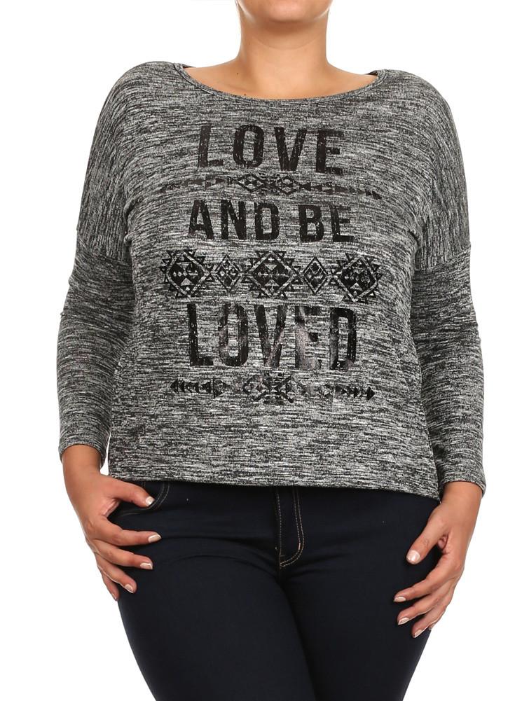 Plus Size Love And Be Loved Knitted Black Top