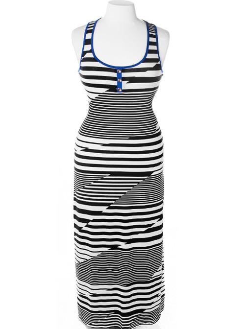 Plus Size Sexy Nautical Blue Maxi Dress