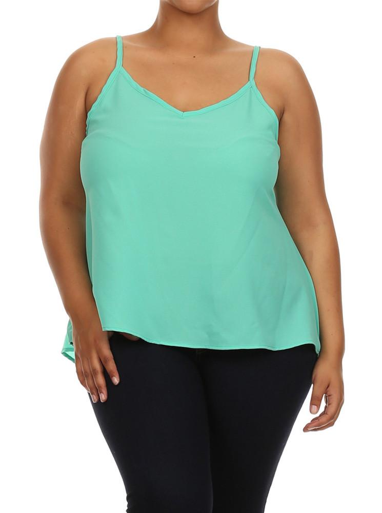 Plus Size Sexy Butterfly Back Mint Sheer Cami